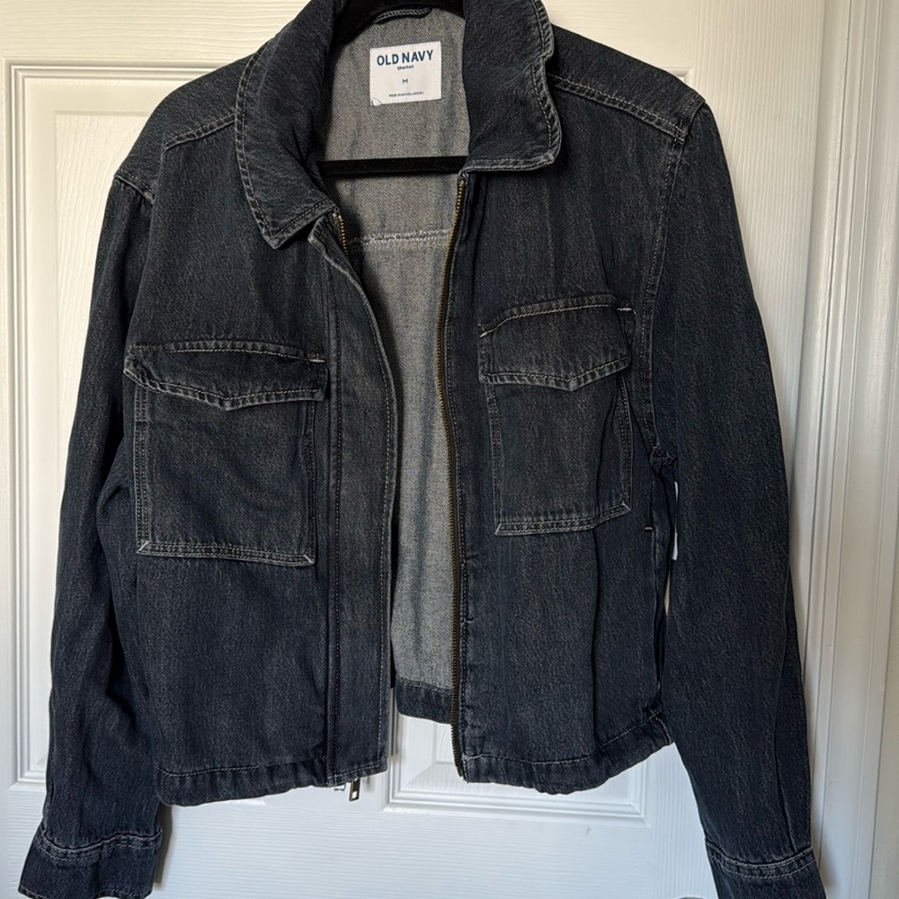 Old Navy Washed Black Denim Jean Jacket
